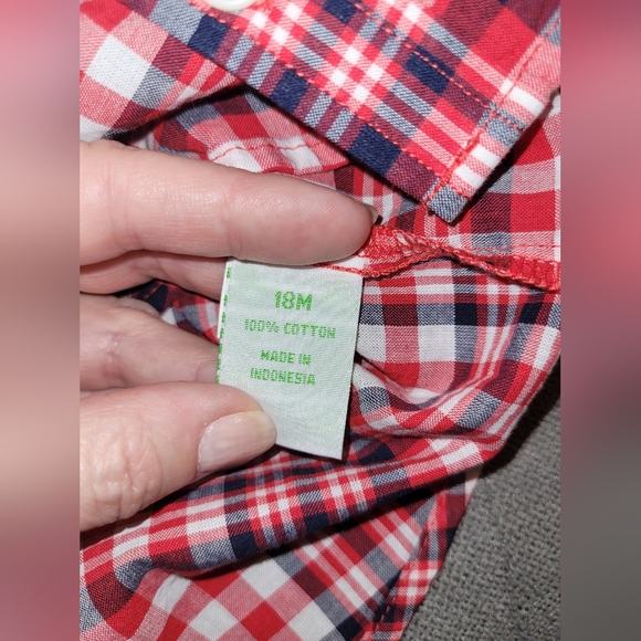18mo Peanut & Ollie checkered button-down collared dress shirt - Picture 3 of 4
